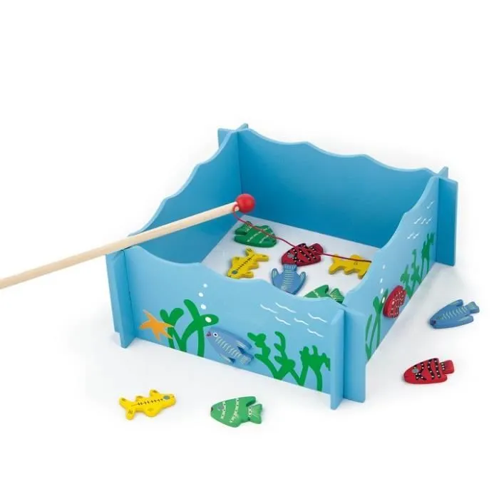 Jeu de pêche - VIGA TOYS - Magnétique - 4 cannes - 20 poissons - Pour enfants à partir de 3 ans-0