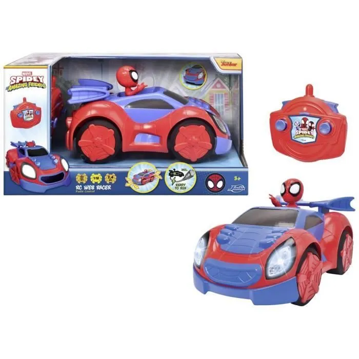 Spidey - Voiture radiocommandée - 27cm - Fonction turbo - Batterie rechargeable par cable USB-0