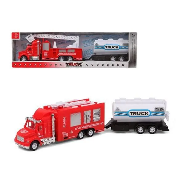 Camion de Pompiers Rouge avec remorque-0