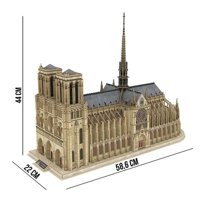 Puzzle 3D Notre Dame XL - World Brands - Puzzle 3D Led - 293 pièces - Adulte 14 Ans ou Plus-1