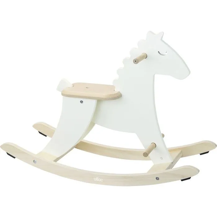 lot Hudada cheval à bascule ivoire + arceau - Vilac - Jeux et jouets-1