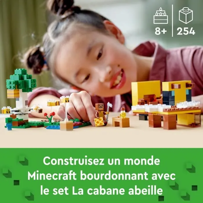 LEGO Minecraft 21241 La Cabane Abeille, Jouet, Ferme avec Maison, Zombie et Figurines Animaux-5