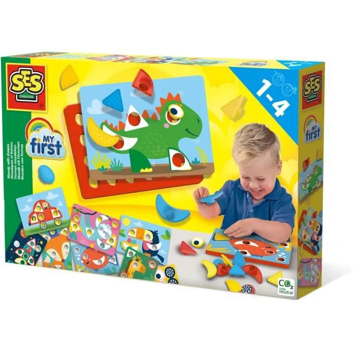 Jeu de mosaïques et formes My first - SES CREATIVE - Pour enfants dès 12 mois - Couleur verte et multicolore-2