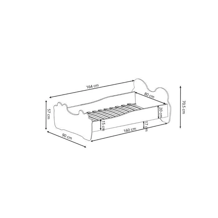 Lit enfant "PANDA" 160x80cm + matelas + sommier-1