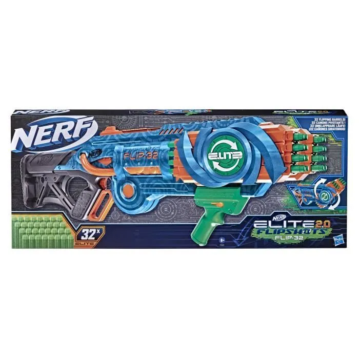 NERF - Elite 2.0 - Blaster Flipshots Flip -32 2 fois 16 canons pivotants, capacité de 32 fléchettes - inclut 32 fléchettes NERF-1