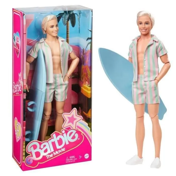 Barbie Le Film-Poupée Ken® avec ensemble de plage rayé à collectionner HPJ97-0