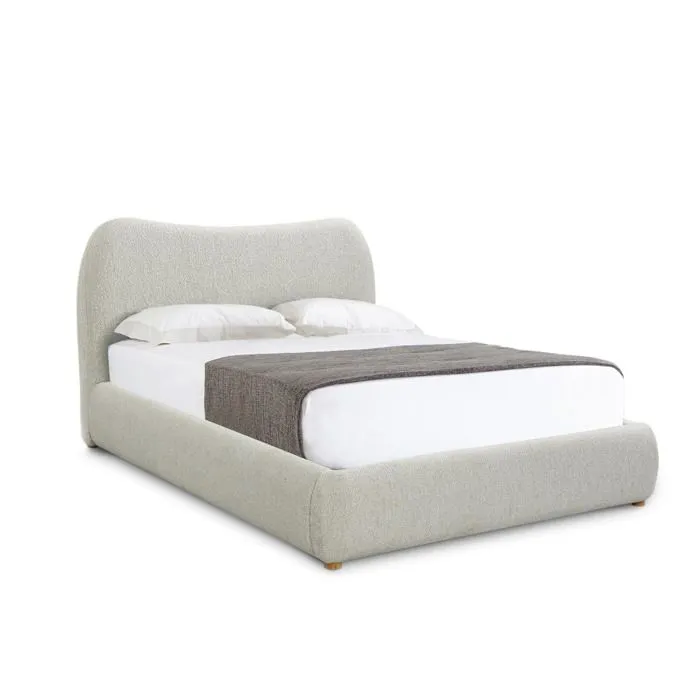 KAROLINA - Lit double design effet peau de mouton blanc écru 140x190 cm-0