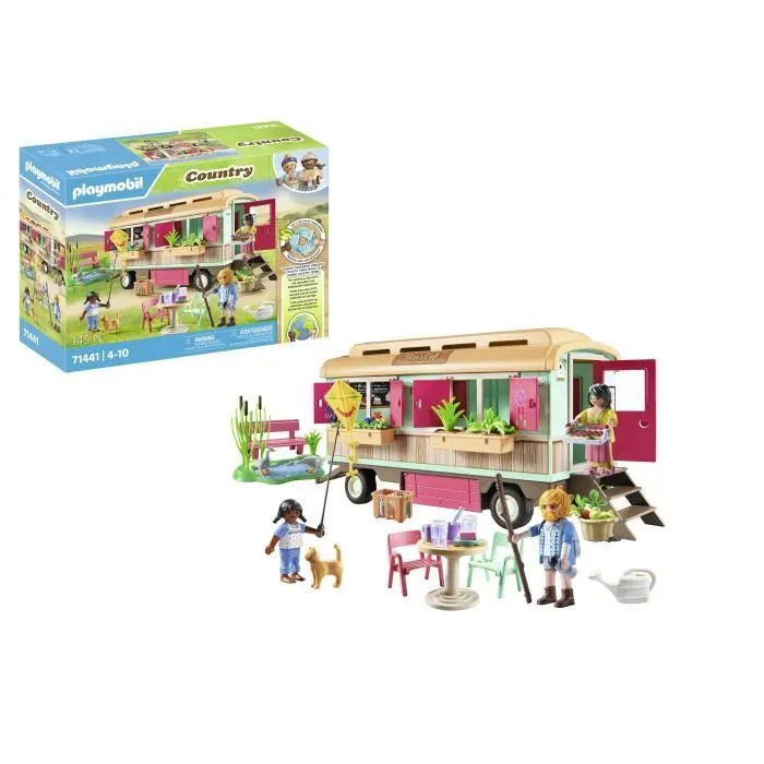PLAYMOBIL 71441 Roulotte café boutique, Country La vie à la ferme, 145 pièces, Dès 4 ans-5