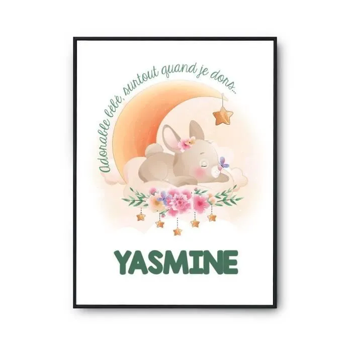 Affiche Yasmine Adorable bébé quand je dors Lapin A4 (21 x 29.7 cm)-0
