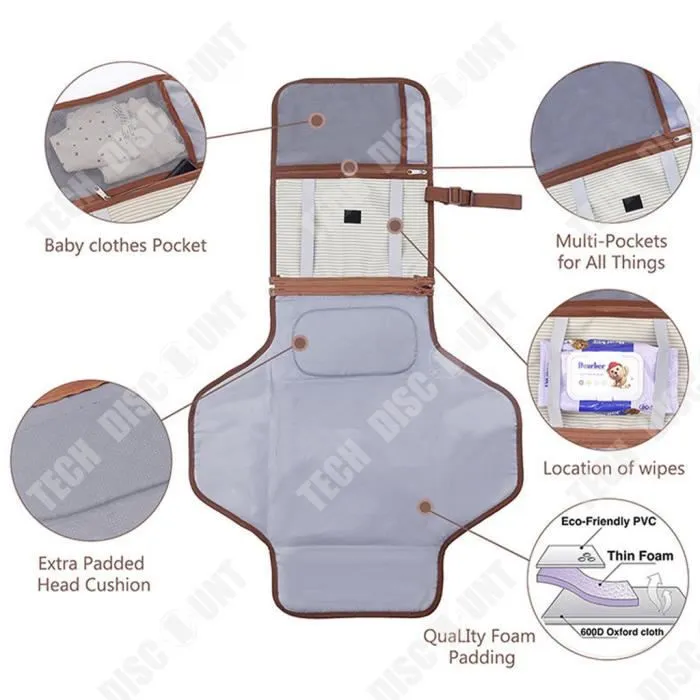 TD® Bébé couche Pad Portable étanche lavable couche matelas à langer sortir pliant couche Pad mère sac stockage main sac de transpor-2