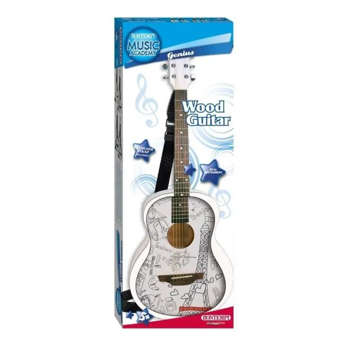 BONTEMPI Guitare en bois de 85 cm décor Paris-0