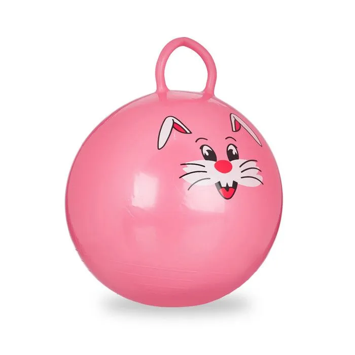 Relaxdays Ballon sauteur, Ballon gonflable sauteur motifs animaux, intérieur et extérieur, poignée, 45cm diamètre, rose-0