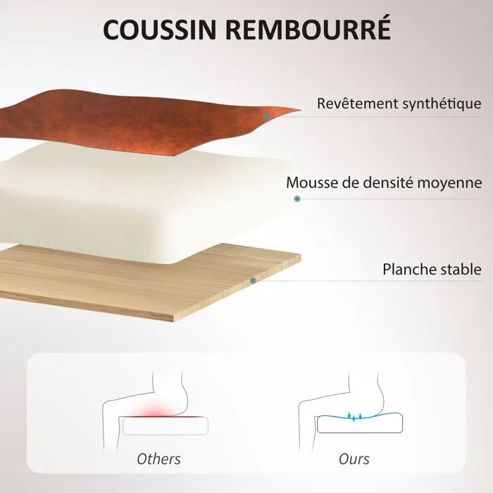 Chaise de bureau - HOMCOM - avec fonction bascule, dossier haut, roulettes pivotantes 360°, hauteur réglable - marron-5
