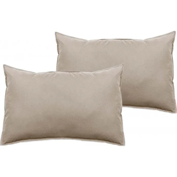 Lot de 2 taies d’oreiller Palace pur coton 63 fils/cm² Vent du sud - Palace Chanvre - 50 x 70 cm-0
