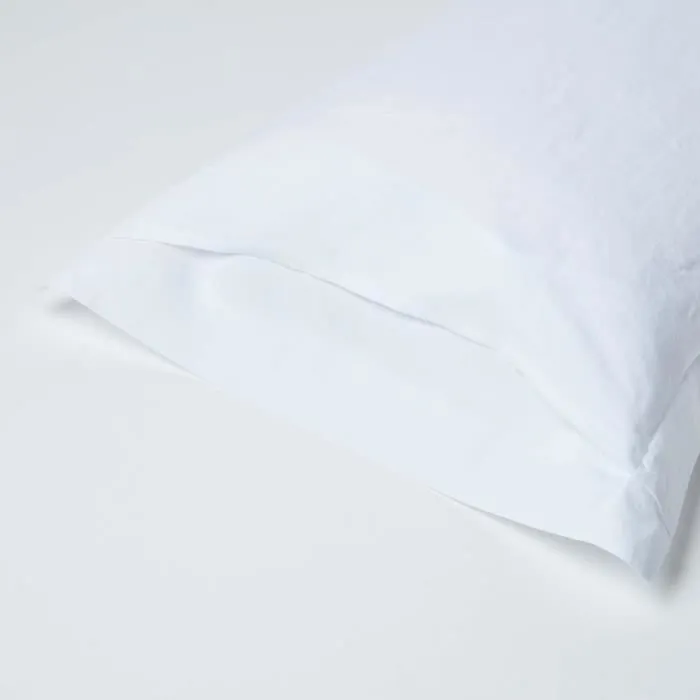 Taie d'oreiller à volants en lin lavé Blanc – 50 x 75 cm-2