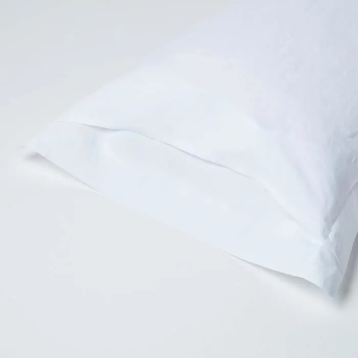 Taie d'oreiller - Lin - 50 x 75 cm - Blanc - Élégance - Lavable-2