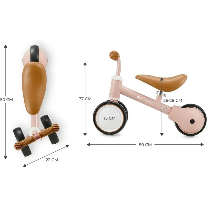 Draisienne tricycle CUTIE - KINDERKRAFT - Rose - 3 roues - Légère et compacte-2