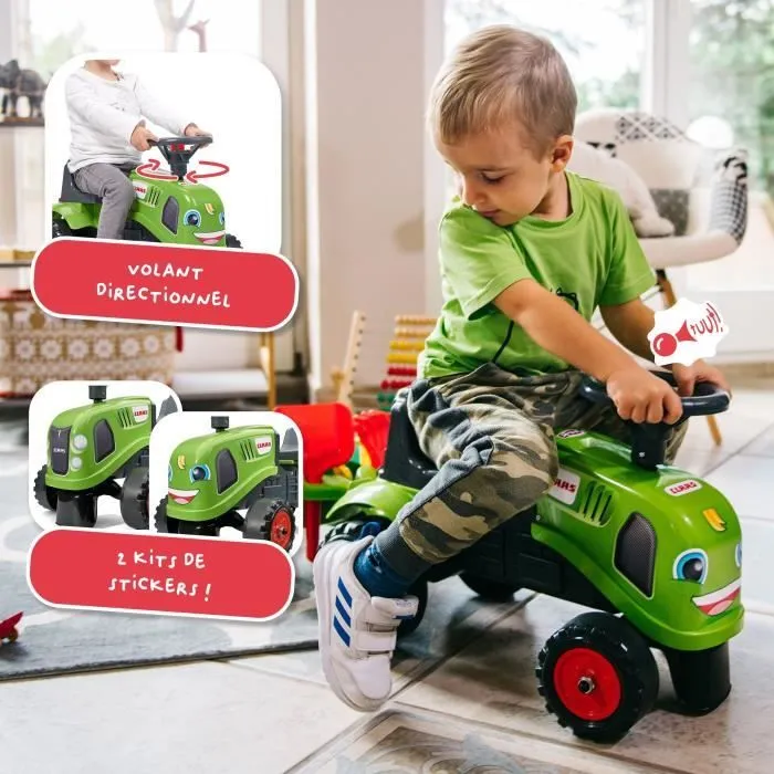 Porteur tracteur Claas avec remorque et accessoires - FALK - Dès 12 mois - 100% fabriqué en France - 40% plastique recyclé-1