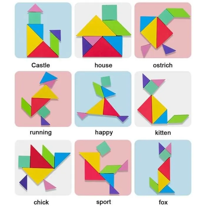 Jouet éducatif - LX - 96 Puzzles Magnétique Tangram - Voyage et cartes - Vert - Mixte-1