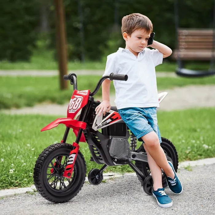 Moto électrique pour enfant - AIYAPLAY - de 3 à 6 ans - 2 moteurs 12V, vitesse max. 5 km/h - roues d'entraînement - musique - rouge-1