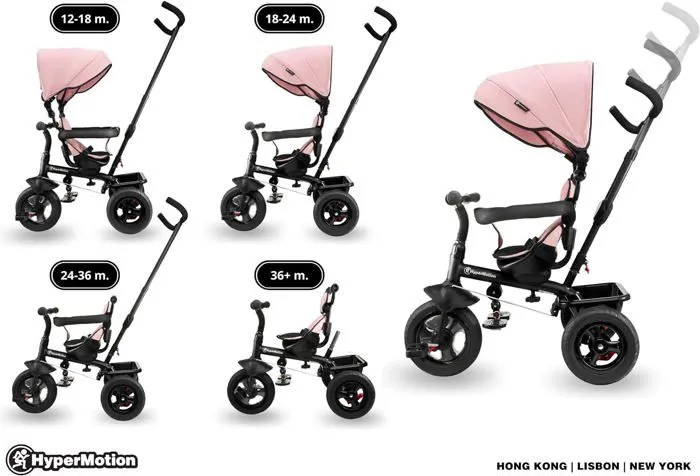 Tricycle Evolutif Enfant- Hypermotion- 1 à 20 kg, Vélo Bébé avec Guidon, Poussoir, Siège Réversible, Poignée Parent, Panier Sac-2