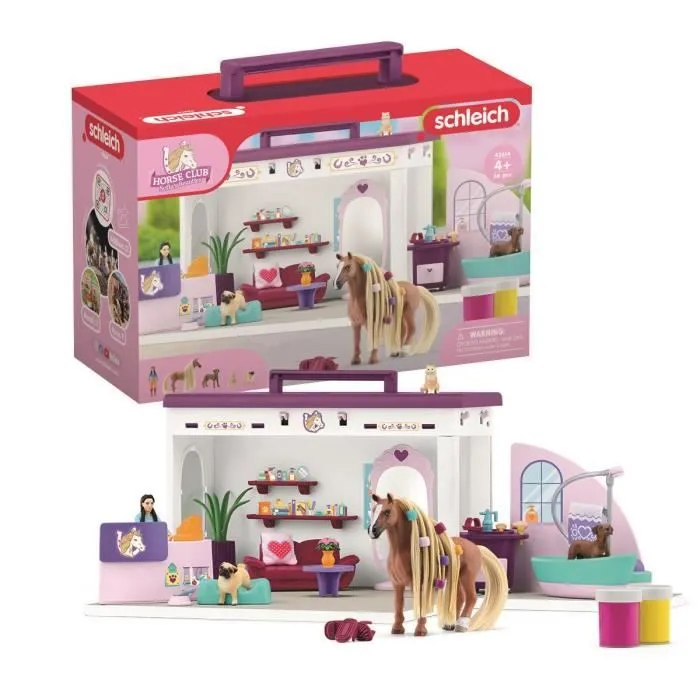 Salon pour Animaux de Compagnie 66 Pièces - Coffret de Jouets avec Figurine Cheval, Soigneur, Chiots et Accessoires pour Enfants-0