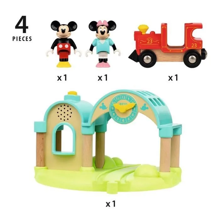 DISNEY Brio Gare à enregistreur vocal - Mickey Mouse - Accessoire pour circuit de train en bois - Ravensburger - Dès 3 ans - 32270-2
