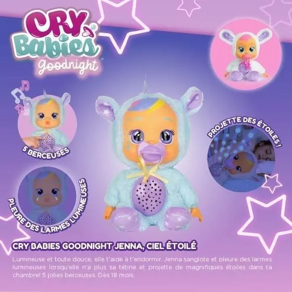 Veilleuse et Berceuse "Good Night Ciel Etoilé Jenna" - Cry Babies-5