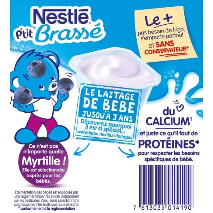 NESTLÉ P'tit Brassé Mini Nature - 4x100 g - Dès 6 mois - Lot de 6-1
