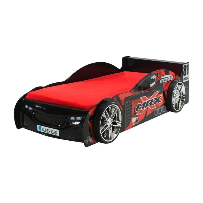 Lit voiture - Vipack - Formule 1 - 90x200 cm - MDF - Rouge/Noir-1