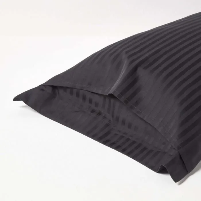 Taie d'oreiller en satin de coton égyptien Noir 330 fils-2