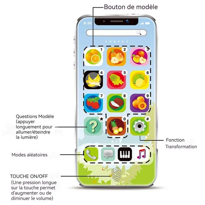 Jouet éducatif - TD® - Téléphone mobile simulé - Éducation précoce - Chansons interactives - Portable-1