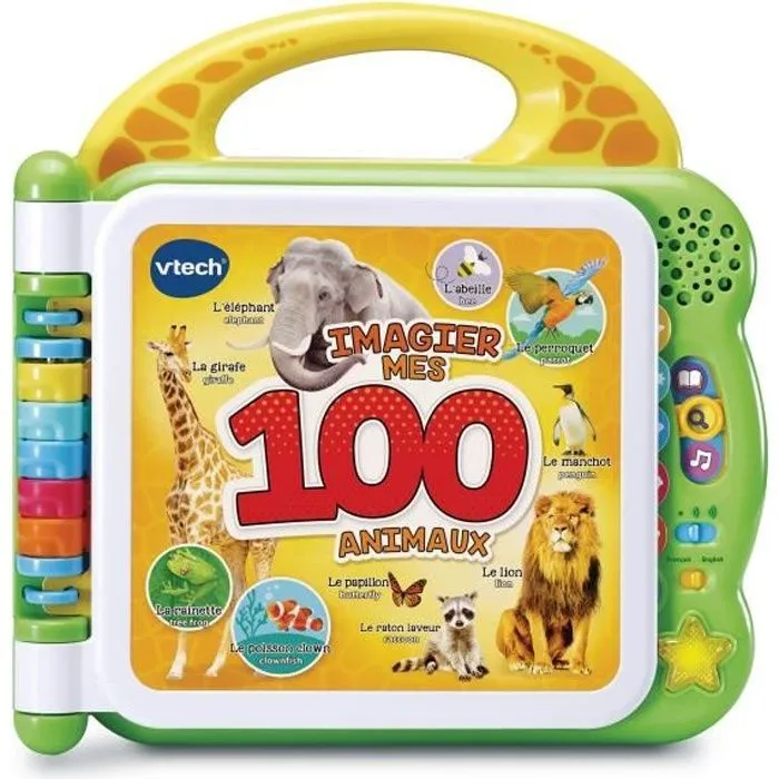 VTECH - Mon Imagier Bilingue - 100 Animaux - Livre interactif bilingue - Pour Enfant - Pile - Multicolore-0