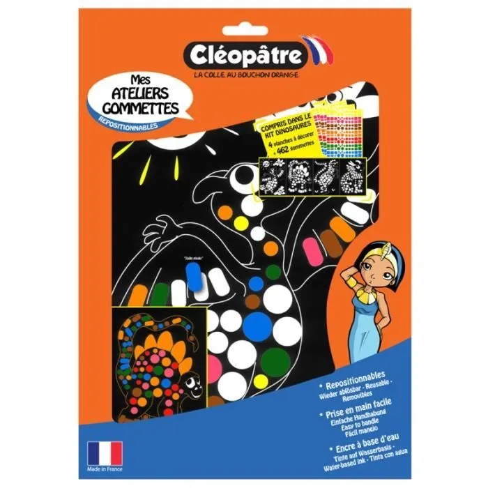 Kit atelier gommettes - CLEOPATRE - Dinosaures - 462 pcs - Multicolore - Activité créative enfant-0