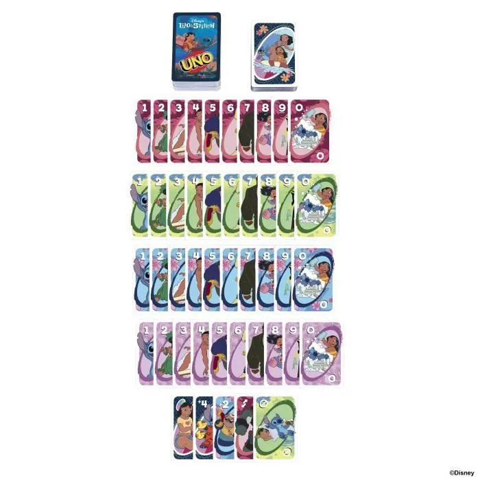 Mattel Games - Disney UNO Lilo et Stitch-Jeu de cartes pour les enfants et la famille JCC10-8
