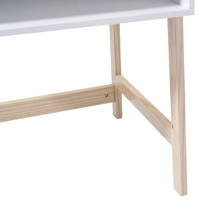 Bureau en bois pour enfants - ATMOSPHERA - BLANC et BOIS Naturel - Pratique et Astucieux - Style scandinave-4