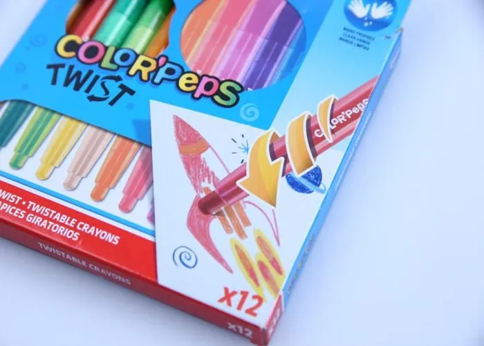 Crayon de cire - Color'Peps - Twist - 12 couleurs - Mine rétractable - Gaine en plastique-2