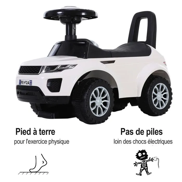 Porteur Enfants Voiture HOMCOM - Blanc - Coffre et klaxon - 4 roues - 12-36 mois-5