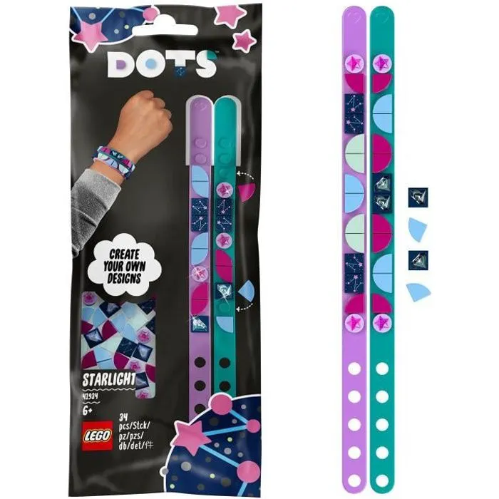 LEGO® DOTS 41934 Les bracelets Lumière étoilée Bracelet enfants à faire soi même, loisir créatif DIY, Bijoux pour enfant-0