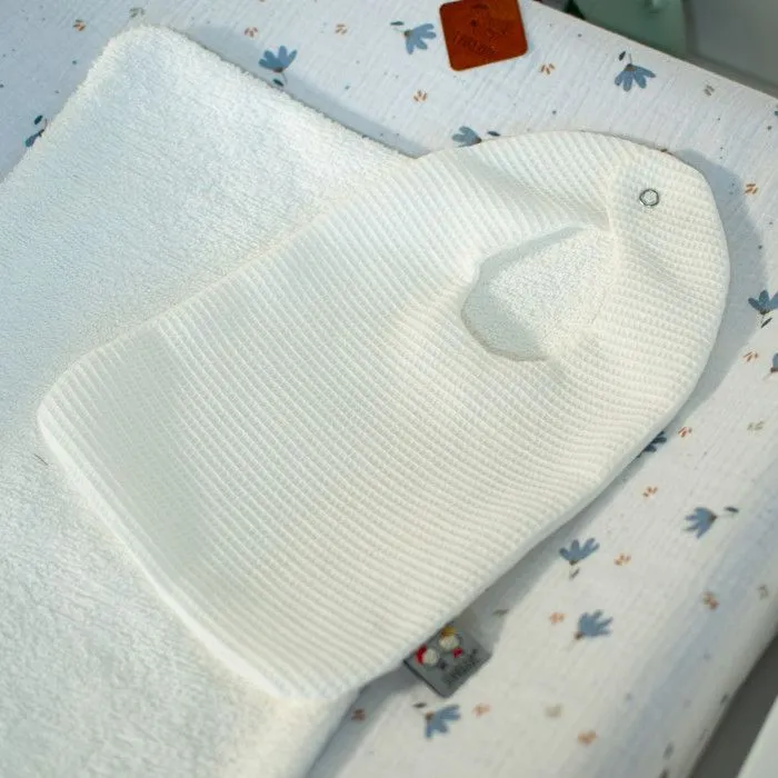Bavoir bébé en coton nid d'abeille Naissance Écru-2