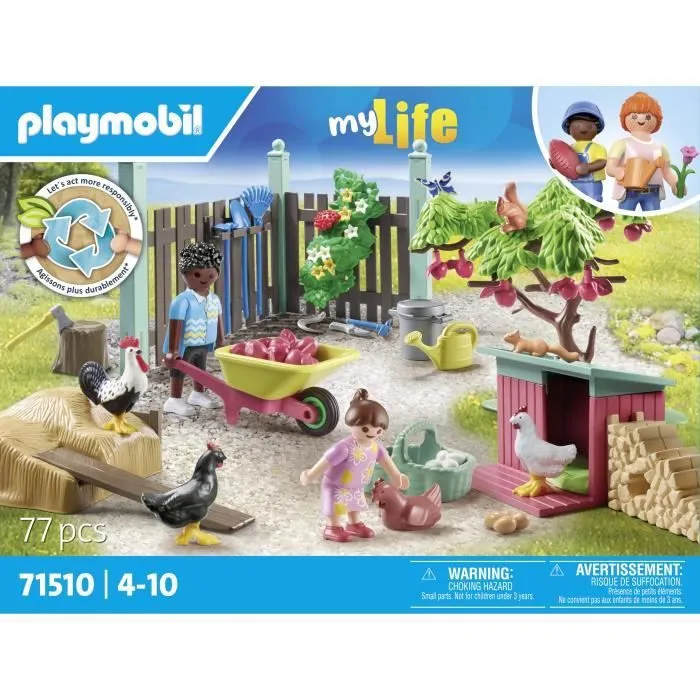 PLAYMOBIL 71510 Poulailler et jardin, My Life, 77 pièces, Dès 4 ans-3