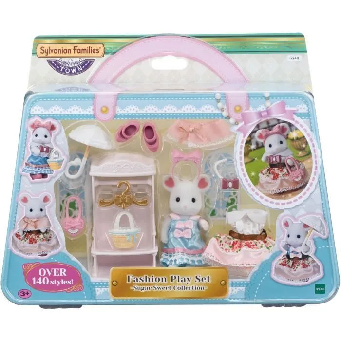 Figurines miniatures - SYLVANIAN FAMILIES - 5540 - La valisette de mode et grande sœur souris marshmallow-0