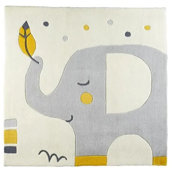 Tapis de chambre - SAUTHON - Babyfan - Gris - Carré - Uni - 110x110cm - Acrylique-0