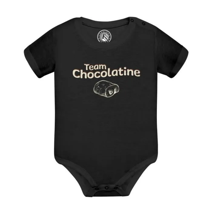 Body Bébé Manche Courte Noir Team Chocolatine Humour Blague Toulouse Sud-0