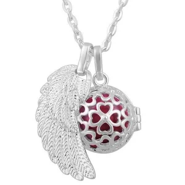 Bola de grossesse - Non spécifié - Aile d'ange et cage trèfle - 114 cm - Cuivre plaqué argent - Boule rose 20 mm-0