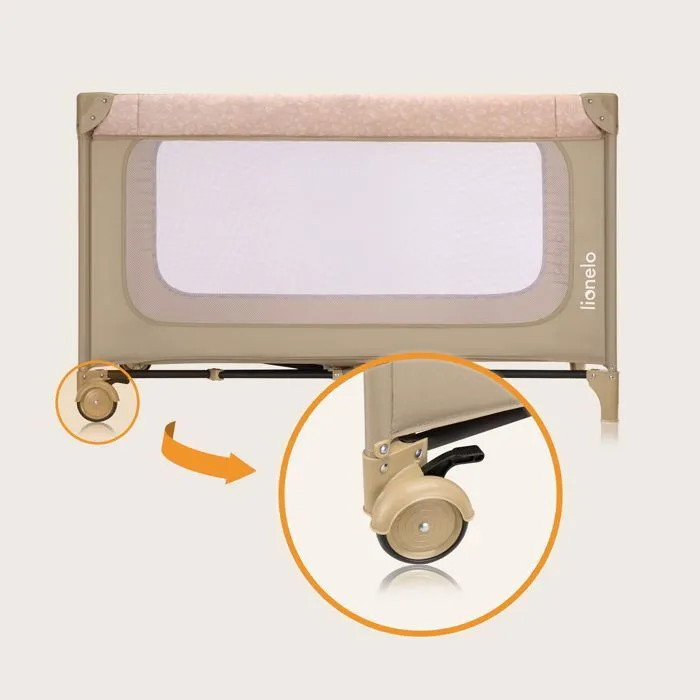 Lit parapluie 2en1 LIONELO Jasmin - Parc bébé - Matelas haute densité - Pliage rapide - 2x Roulettes - Jusqu'à 15 kg - Beige-3