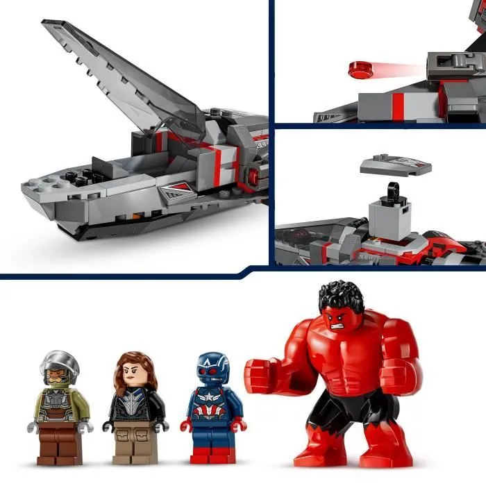 LEGO Marvel 76292 Captain America vs Hulk rouge - Avion de chasse à construire-2