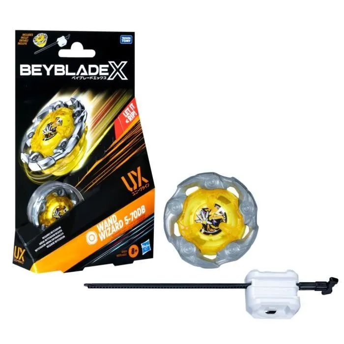 Beyblade X Starter Pack Wand Wizard 5-70DB UX, toupie de type endurance et lanceur, toupies authentiques Takara Tomy, dès 8 ans-0