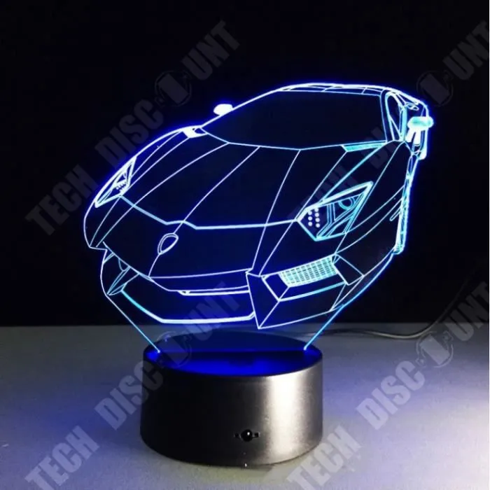 TD® Veilleuse 3D Couleur Nuit Lumière Sport Voiture Auto 3D Hologramme Maison Illumination Chambre Décor Bureau Lampe De Table Meill-1