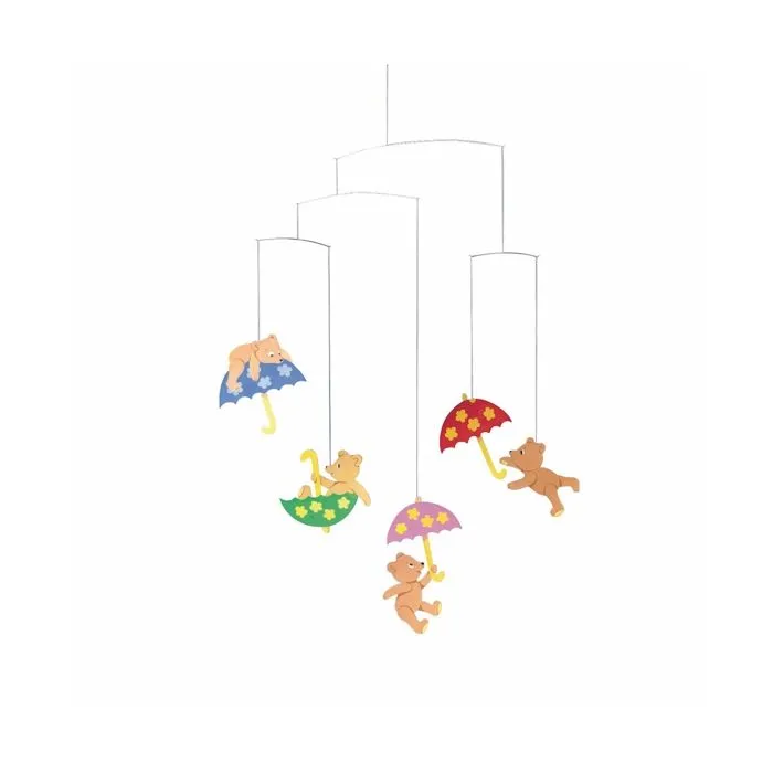 Mobile Nounours - FLENSTED MOBILES - Avec parapluie - Mixte - 3 ans - 41x3x51cm - Rouge-0